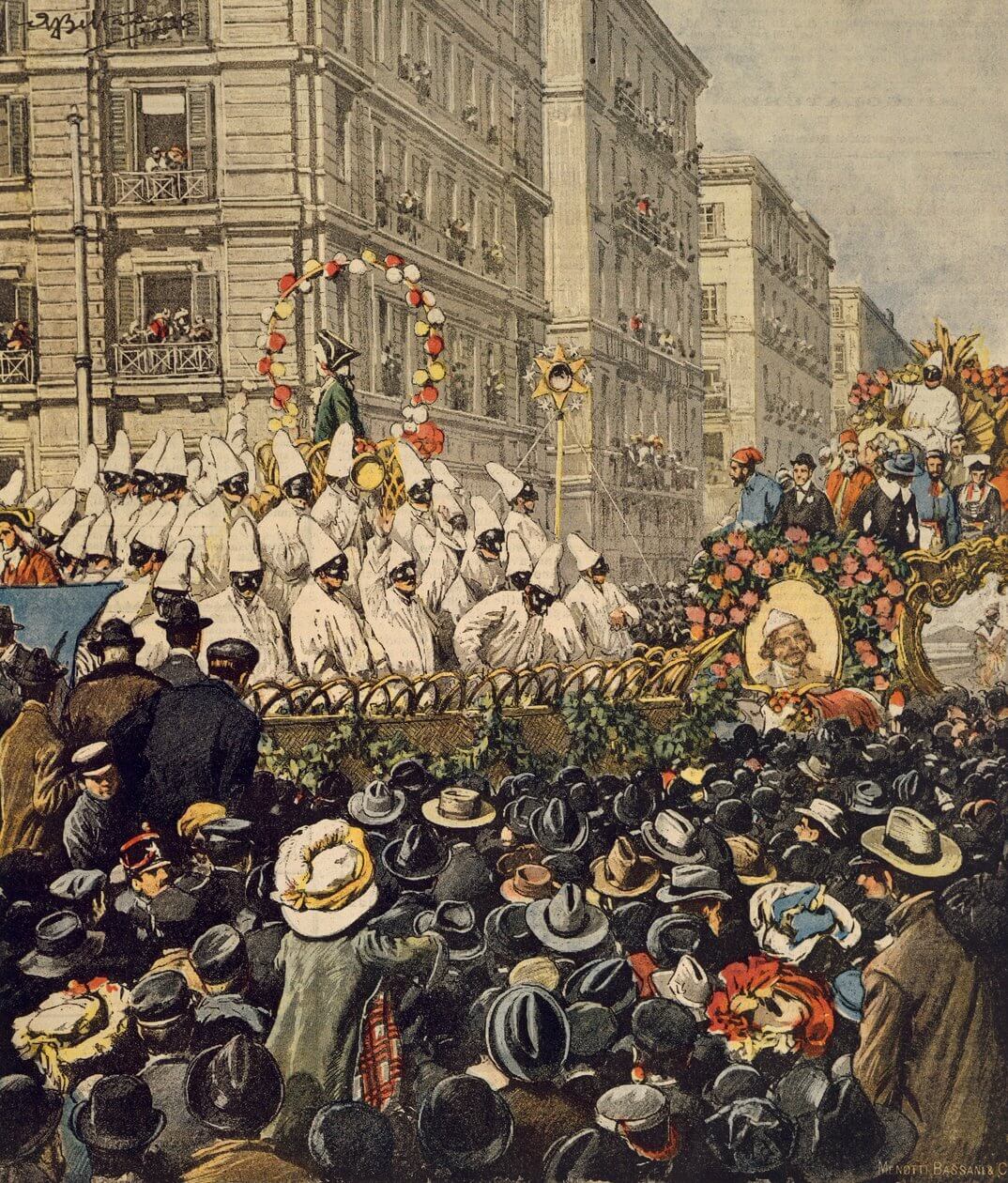 Achille Beltrame Carnevale a Napoli - illustrazione da La Domenica del Corriere, 31 gennaio 1904